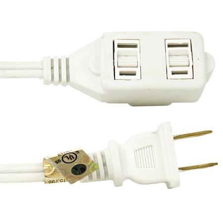 Sunlite Extension Cord, 16 AWG, Indoor, 16/2, 3 Outlets, White, 6 ft 04100-SU